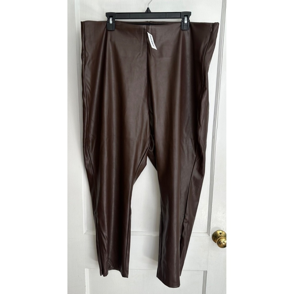 NWT Old Navy Size 22 Brown Faux Leather Extra High Rise Skinny Jeans